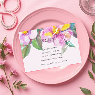 Blume für künstlerische Pfirsichfarben Handgemalt RSVP Karte