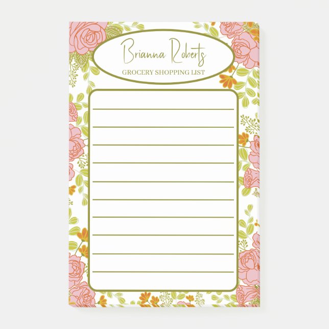Blume für Lebensmittelgeschäfte Post-it Klebezettel (Vorderseite)