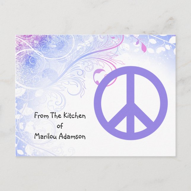 Blume für lila Friedenszeichen Postkarte (Vorderseite)