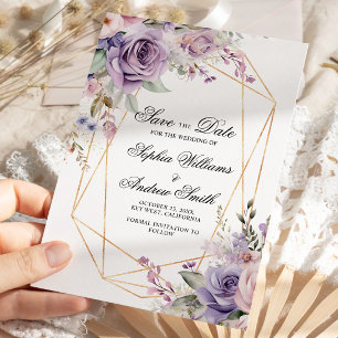 Blume für lila Rose Save the Date Einladung