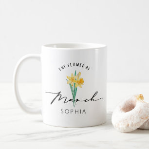 Blume für März - Geburtstagsgeschenk Kaffeetasse