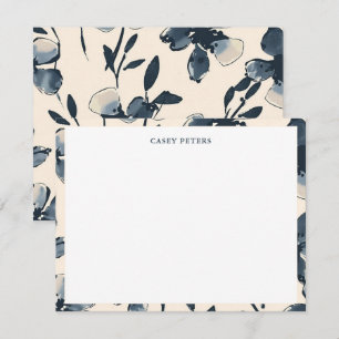 Blume für moderne Blauwaterfarben Typografie Mitteilungskarte