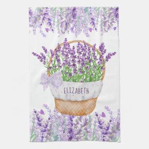 Blume für Monogramm Name Lavender-Aktionskorb Grün Geschirrtuch