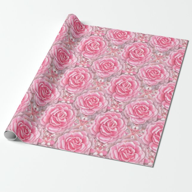 Blume für Musterflorale Rose Geschenkpapier (Ungerollt)