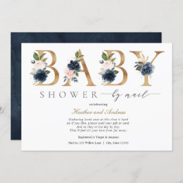Blume für Navy Blush und Gold Baby Dusche per Mail Einladung