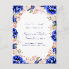 Blume für Navy und Rosa Wasserfarben Save the Date Ankündigungspostkarte