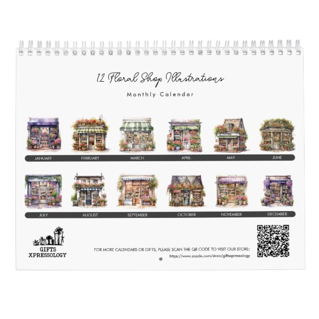 Blume für niedliche Aquarelle Monatlich Kalender (Rückseite)