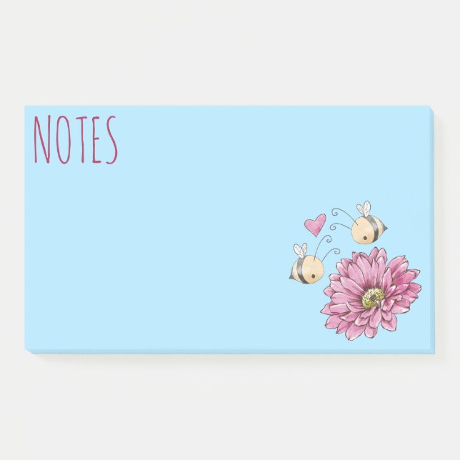 Blume für niedliche Bienen Post-it Klebezettel (Vorderseite)