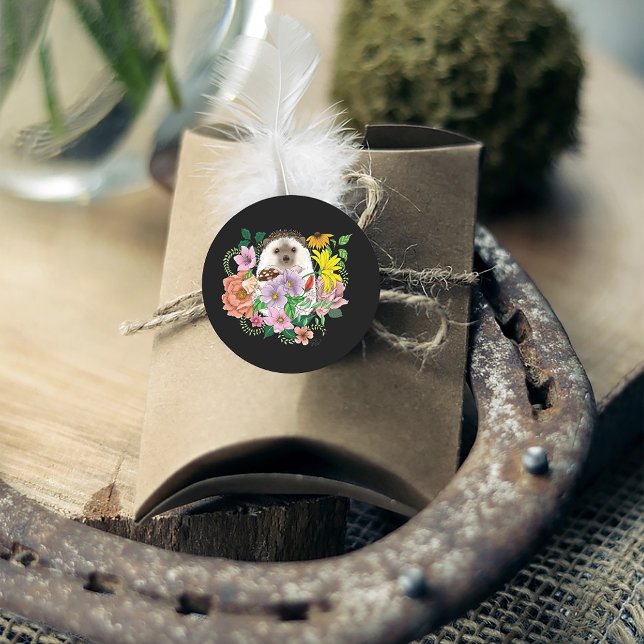 Blume für niedliche Igel Runder Aufkleber (Von Creator hochgeladen)