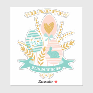 Blume für Ostern und Osterhasen Aufkleber
