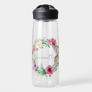 Blume für personalisierte Namensskripts Rose Trinkflasche