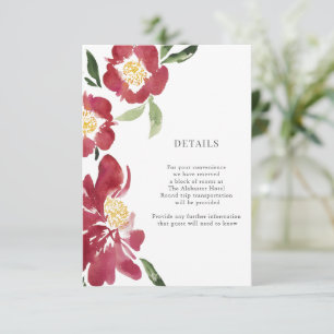 Blume für Red Peonies Aquarellfarben - Angaben Begleitkarte
