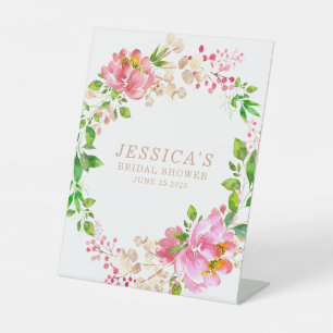 Blume für Rosa Aquarellfarben Brautparty Sockelschild