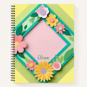Blume für rosa und gelb notizbuch