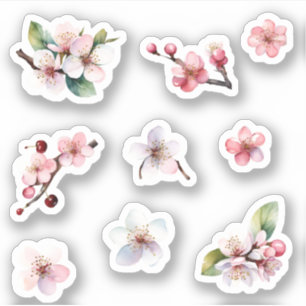 Blume für Rosa und Weiße Sakura Kirschblüten Aufkleber