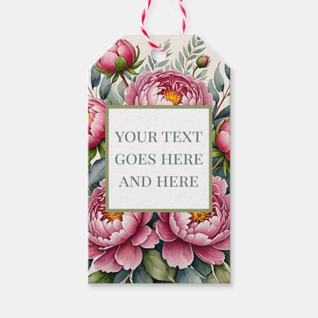 Blume für Rose, pinkfarbig,  Geschenkanhänger (Vorderseite)