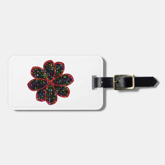 Blume für Schwarz und Rot Glitzer - kundenspezifis Gepäckanhänger (Vorderseite horizontal)