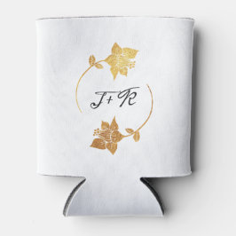 Blume für Schwarz-weiße Goldinitialen Dosenkühler