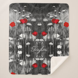 Blume für Schwarz-weiße rote Poppies Blumenvorlage Sherpadecke