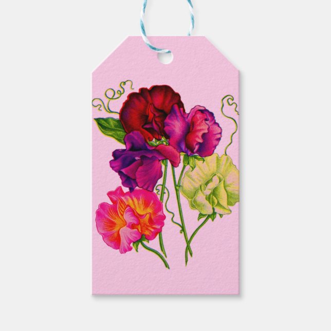 Blume für Süßerbsen Geschenkanhänger (Vorderseite)