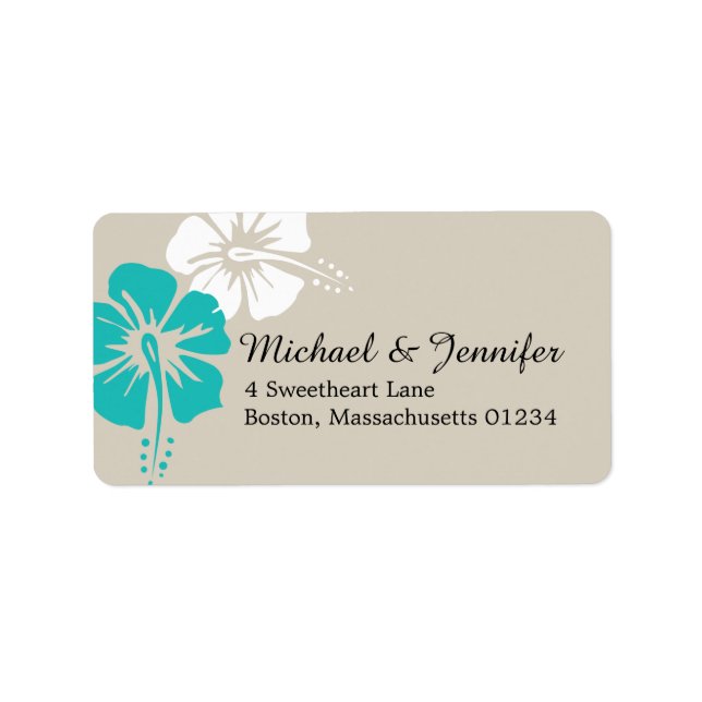 Blume für tropischen Hibiskus Adressaufkleber (Vorne)