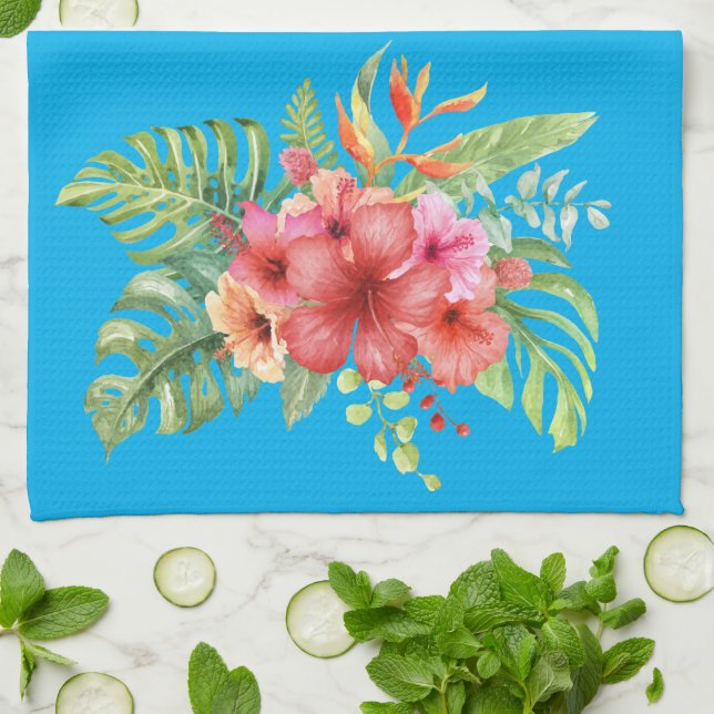 Blume für tropischen Hibiskus Geschirrtuch (Gefaltet)