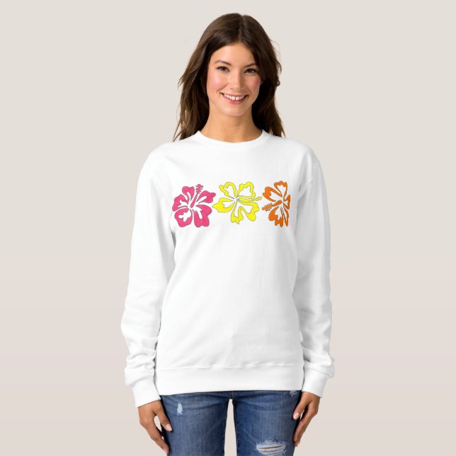 Blume für tropischen Hibiskus Sweatshirt (Vorne ganz)