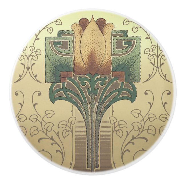 Blume für viktorianische Kunst und Kunsthandwerk Keramikknauf (Vorderseite)