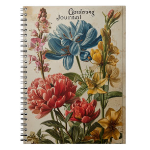 Blume für Vintage Gartenarbeit Notizblock