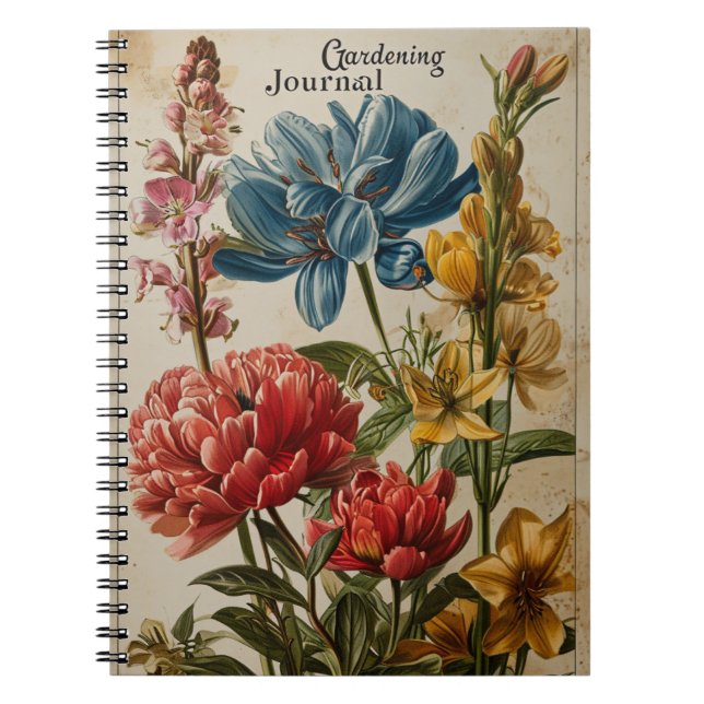 Blume für Vintage Gartenarbeit Notizblock (Vorderseite)