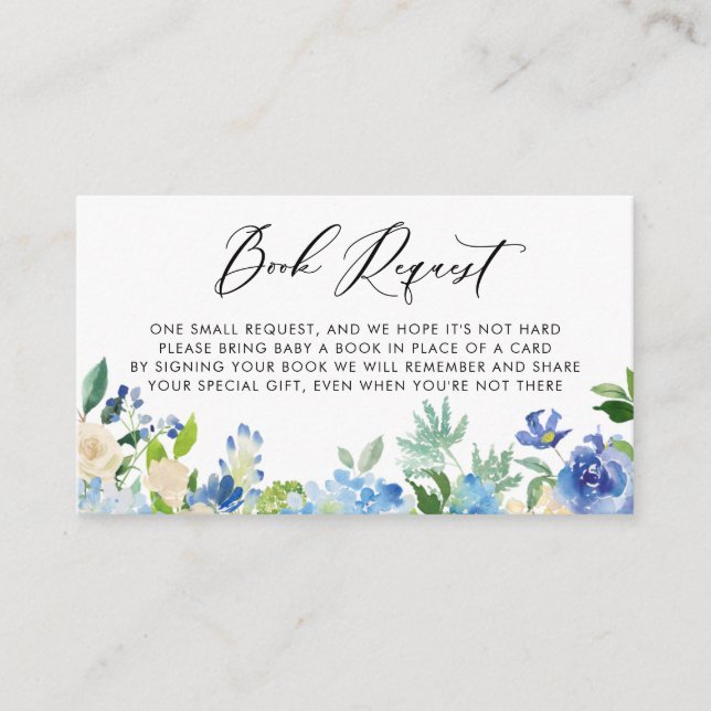 Blume für Wasserfarbe Blau Hydrangea Bücher für Ba Begleitkarte (Vorderseite)