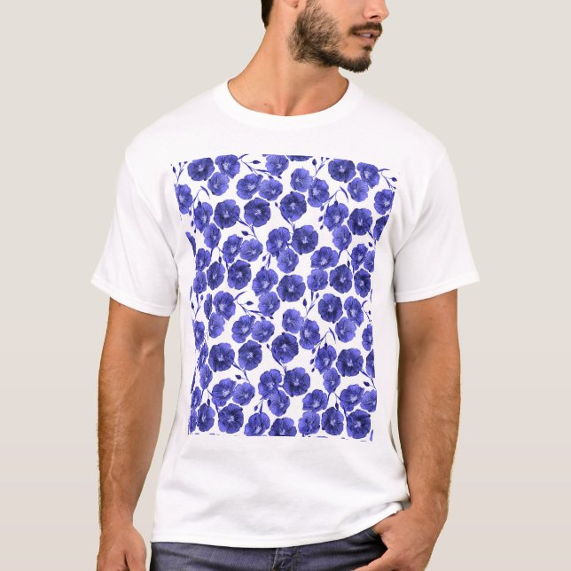 Blume für Wasserfarben: Botanisches Hintergrundpap T-Shirt (Vorderseite)