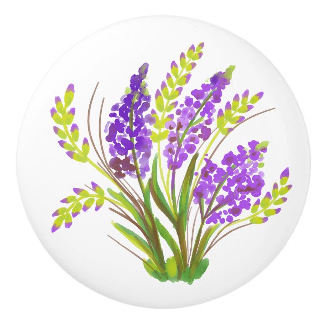 Blume für Wasserfarben Keramikknauf (Vorderseite)