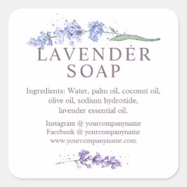 Blume für Wasserfarben-Lavendel Quadratischer Aufkleber