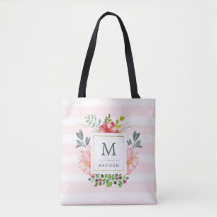 Blume für Wasserfarben mit Monogramm und Streifen