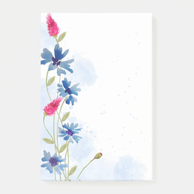 Blume für Wasserfarben Post-it Klebezettel (Vorderseite)