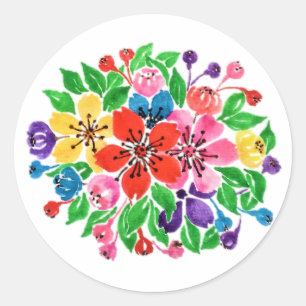 Blume für Wasserfarben Runder Aufkleber