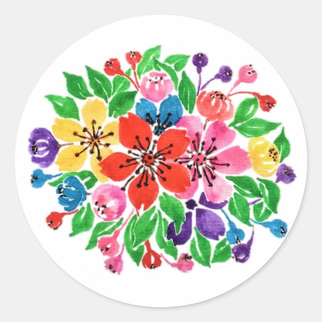 Blume für Wasserfarben Runder Aufkleber (Vorderseite)