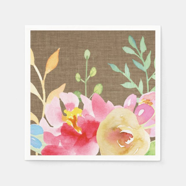 Blume für Wasserfarben und Burlap Serviette (Vorderseite)