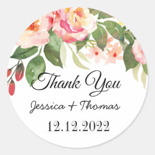 Blume für Wasserfarbenfrosche Böden Danke, Gastges Runder Aufkleber