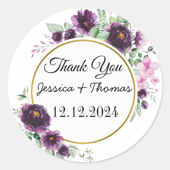 Blume für Wasserfarbenfrosche Böden Danke, Gastges Runder Aufkleber (Vorderseite)