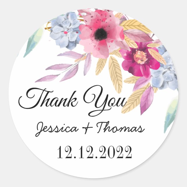 Blume für Wasserfarbenpeere Danke, Gastgeschenk Ho Runder Aufkleber (Vorderseite)