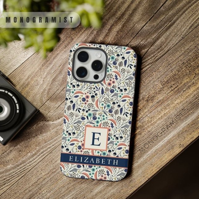 Blume für Weißblütenpfirsichfarben iPhone Hülle (Custom White Floral Blue Peach Flowers iPhone Case)