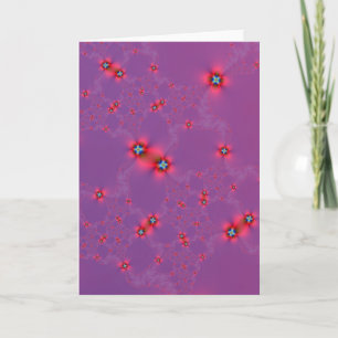 Blume Galaxie in Rot auf Violett Grußkarte Karte