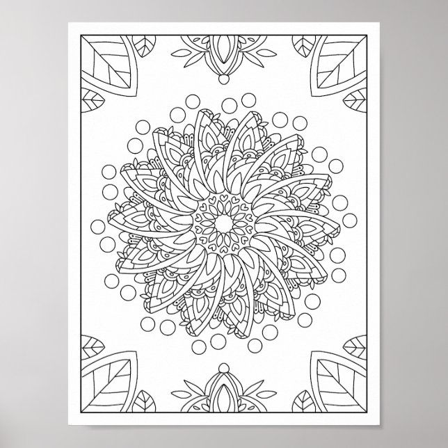 Blume Garden Mandala Coloring Poster (Vorne)