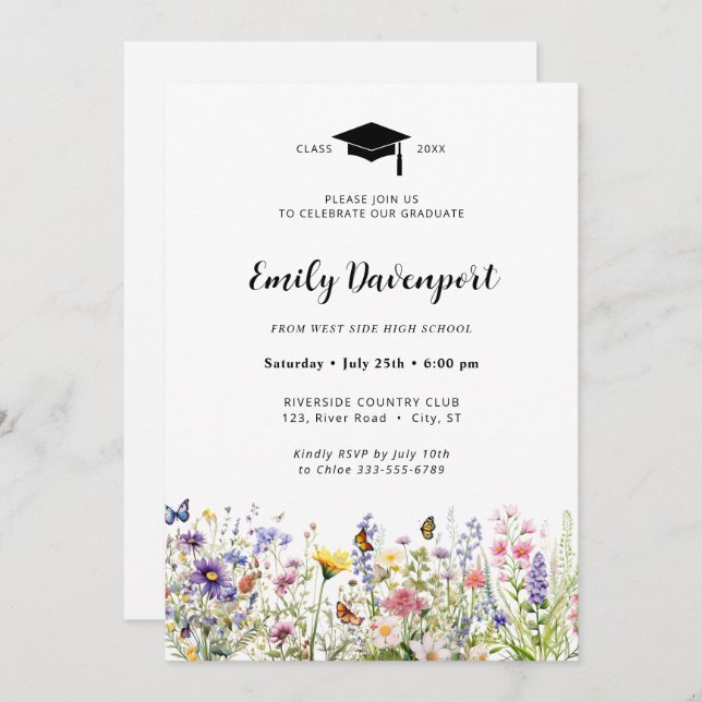 Blume Garten Abschluss Foto auf der Rückseite Einladung (Vorne/Hinten)