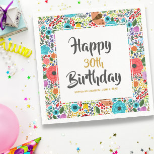 Blume Geburtstagsparty Individuelle Name Age Flora Serviette