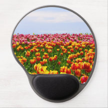 Blume-Gel-Mauspad, Tulpen und blauer Himmel