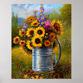 Blume Gelb rosa aquamarine Bewässerung kann Plakat