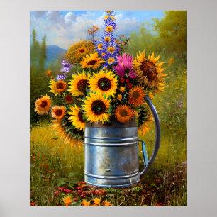 Blume Gelb rosa aquamarine Bewässerung kann Plakat